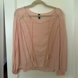 Pink boho top with lace detail
